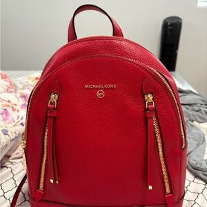 Michael Kors Red Leather Backpack